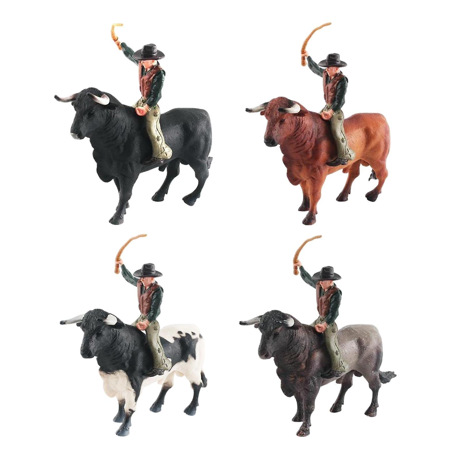 4xBull with Figurines Model Realistic Detailed Action Figures for Kids