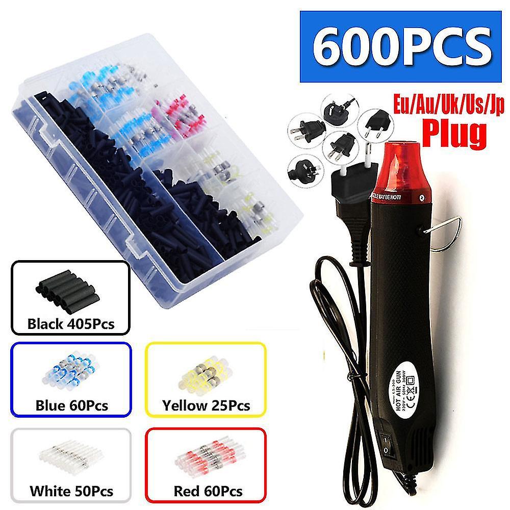 600pcs Waterproof Heat Shrink Butt Crimp Terminals Solder Seal Electrical Wire Cable Splice Kit Hot