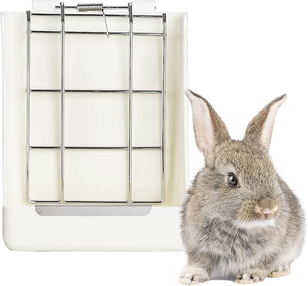 Mangeoire à foin pour lapins, distributeur de nourriture pour petits animaux, adaptée aux chinchillas / cochons d’Inde / lapins / hamster, grille en métal et en plastique - bols pour petits animaux