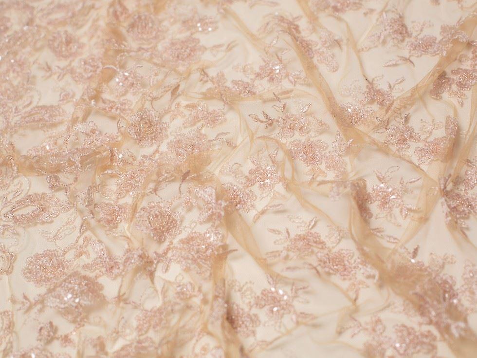 Sienna Beaded Lace Fabric