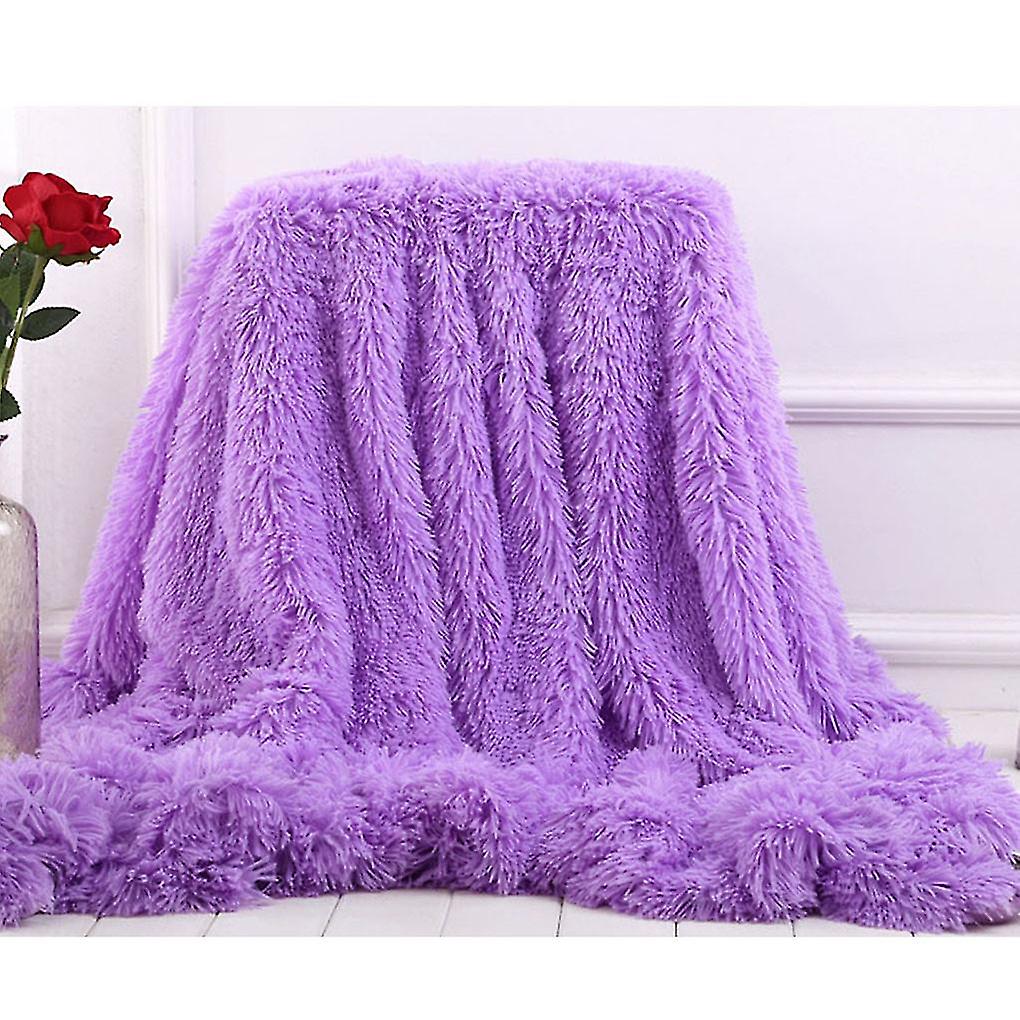 Long Plush Blanket Solid Color Soft Nap Bed Cover Sleeping Throw