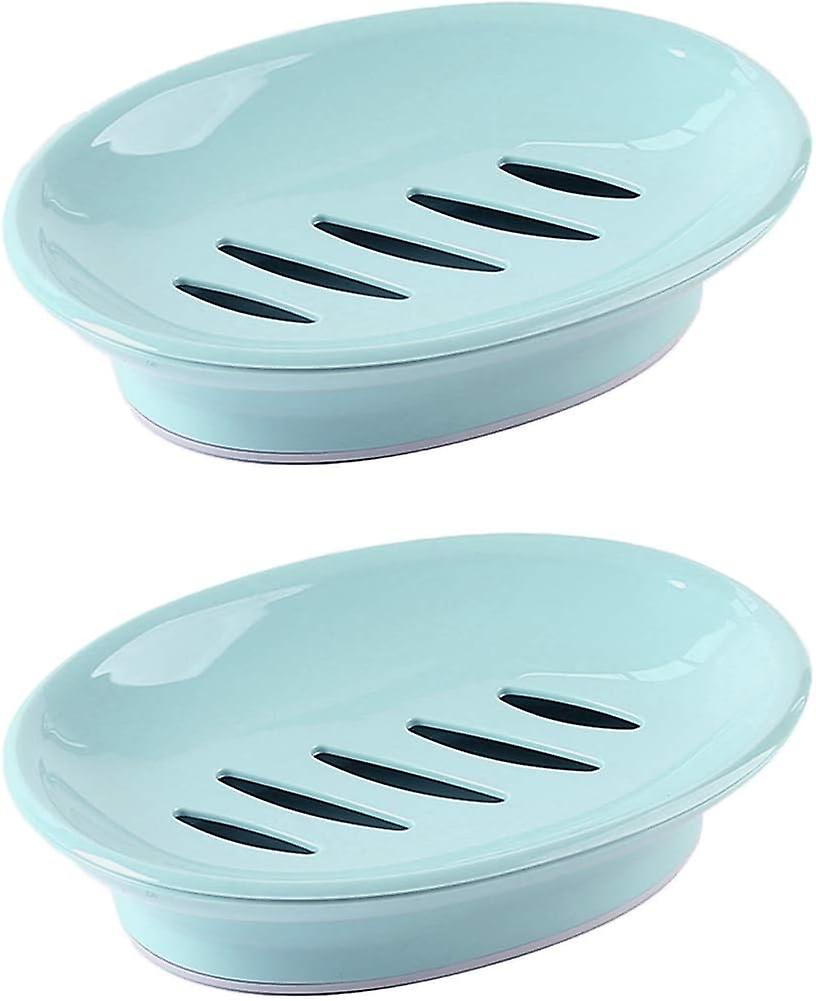 2-Pack Soap Dish with Drain Plastic Sponge Holder Easy Cleaning
