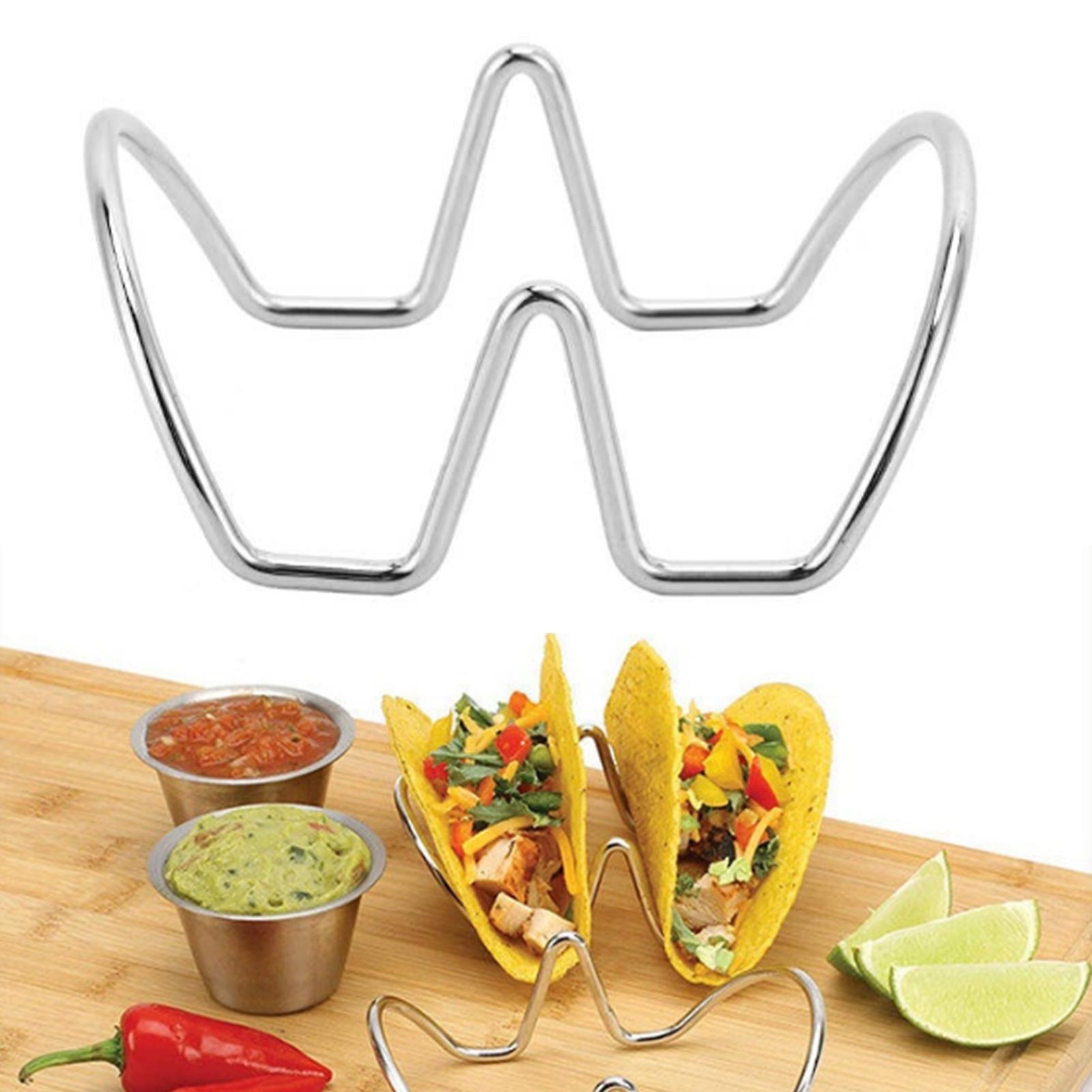 Taco Holder U Shaped Taco Rack Stainless Steel Taco Shell Stand Up Holder for Baking Party Gathering 2 Grid 