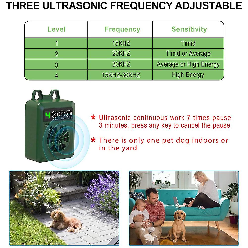 Ultrasonic Anti Barking Device Ultrasonic Stop Barking Device with 4 Sensitivity Adjustable Levels USB Rechargeable Dog Bark Control