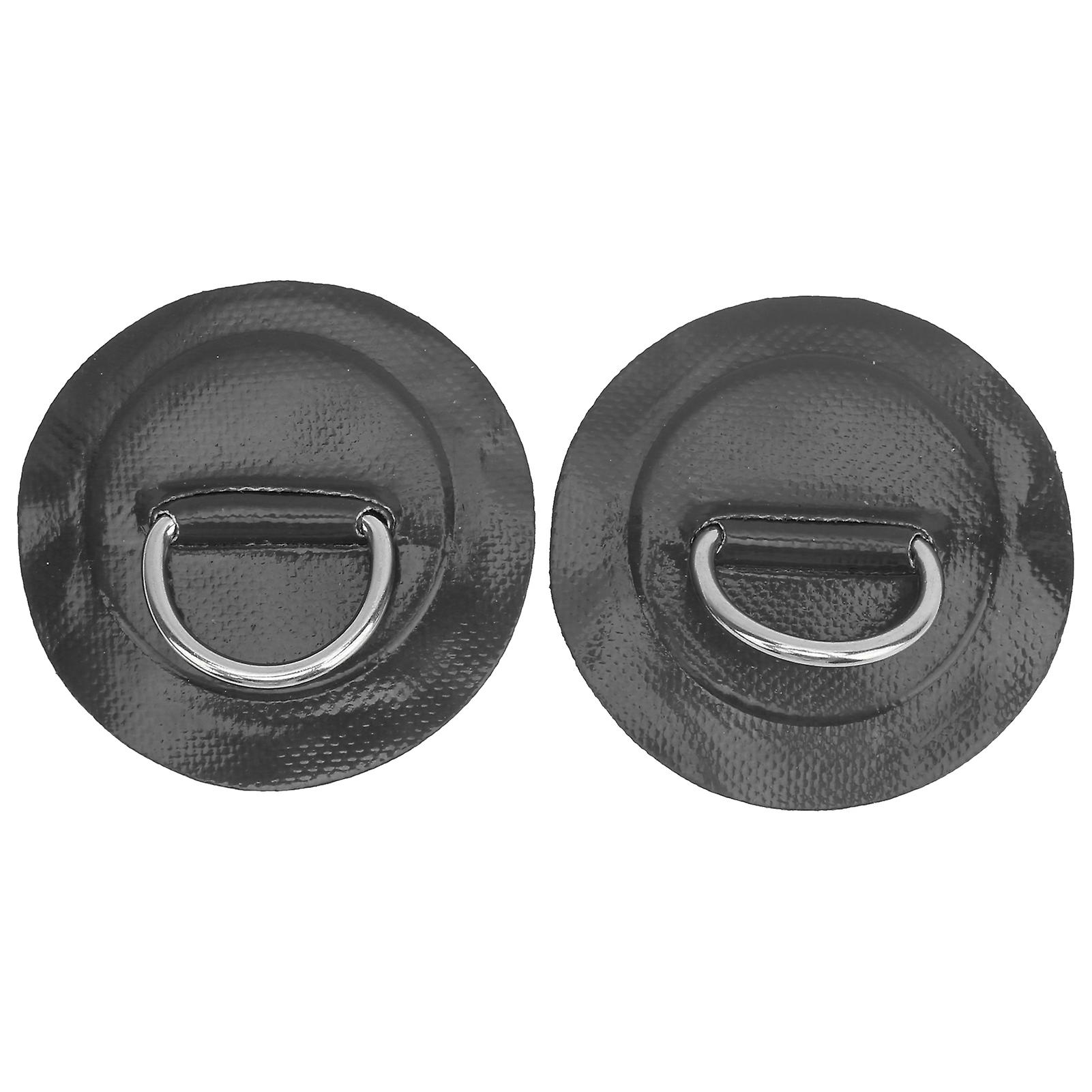 2 Pcs Inflatable Kayak PVC Stainless Steel Fixed Buckle Patches (Black)