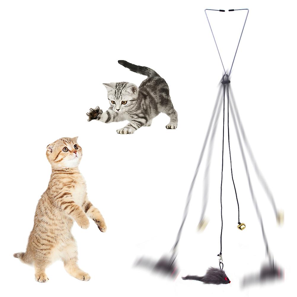 Self Playing Toysfor Cats with Adjustable Elastic Rope Pet Toy Door Window Hanging Mouses Self Playing Toys for Cats