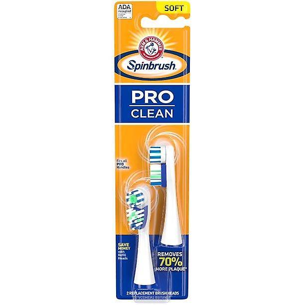 Arm & Hammer Spinbrush Pro Clean Soft Refill- Includes 2 Replacement Heads- Soft Bristles – Battery Powered Toothbrush