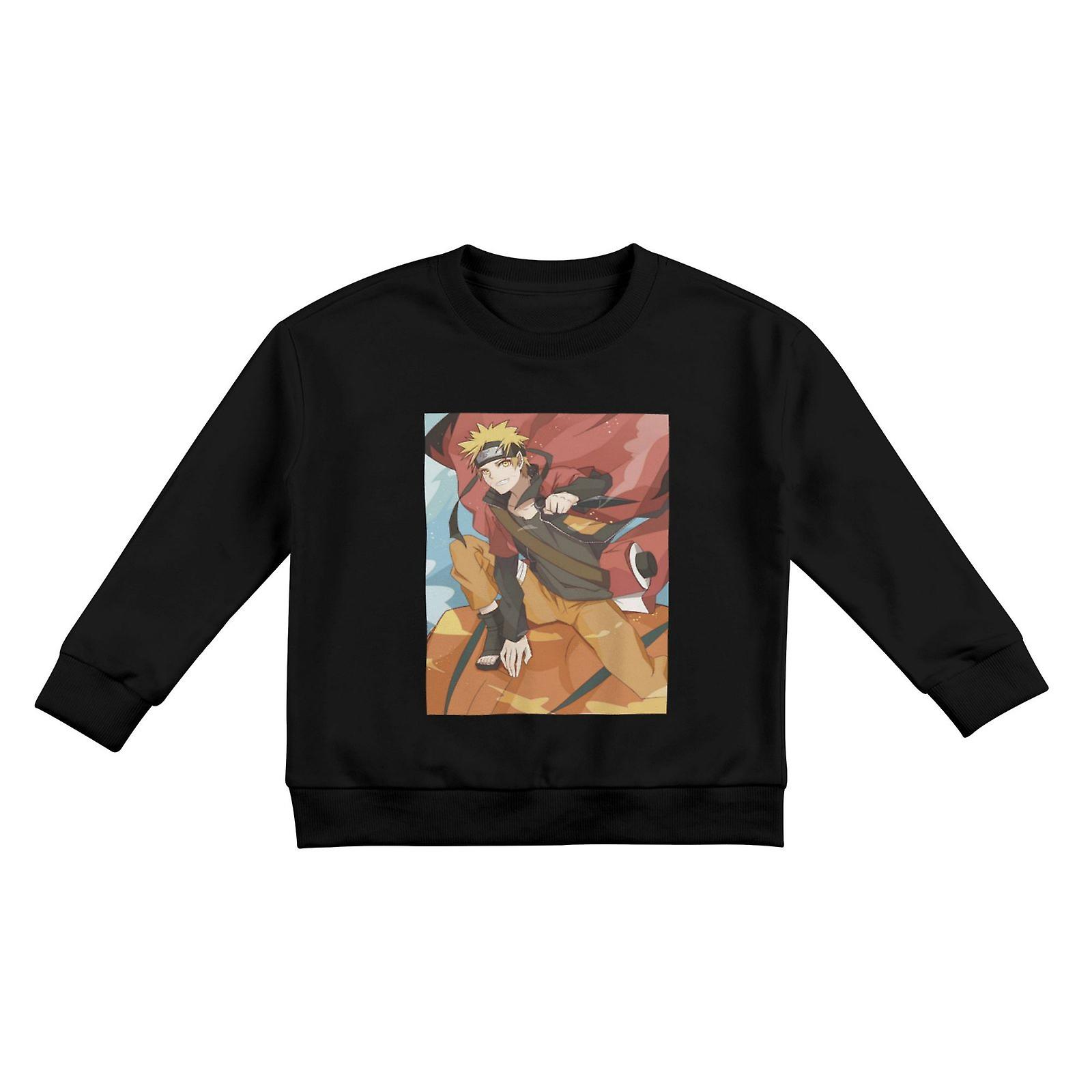 Unisex Bomull Pullover för barn Naruto Tröjor Svart