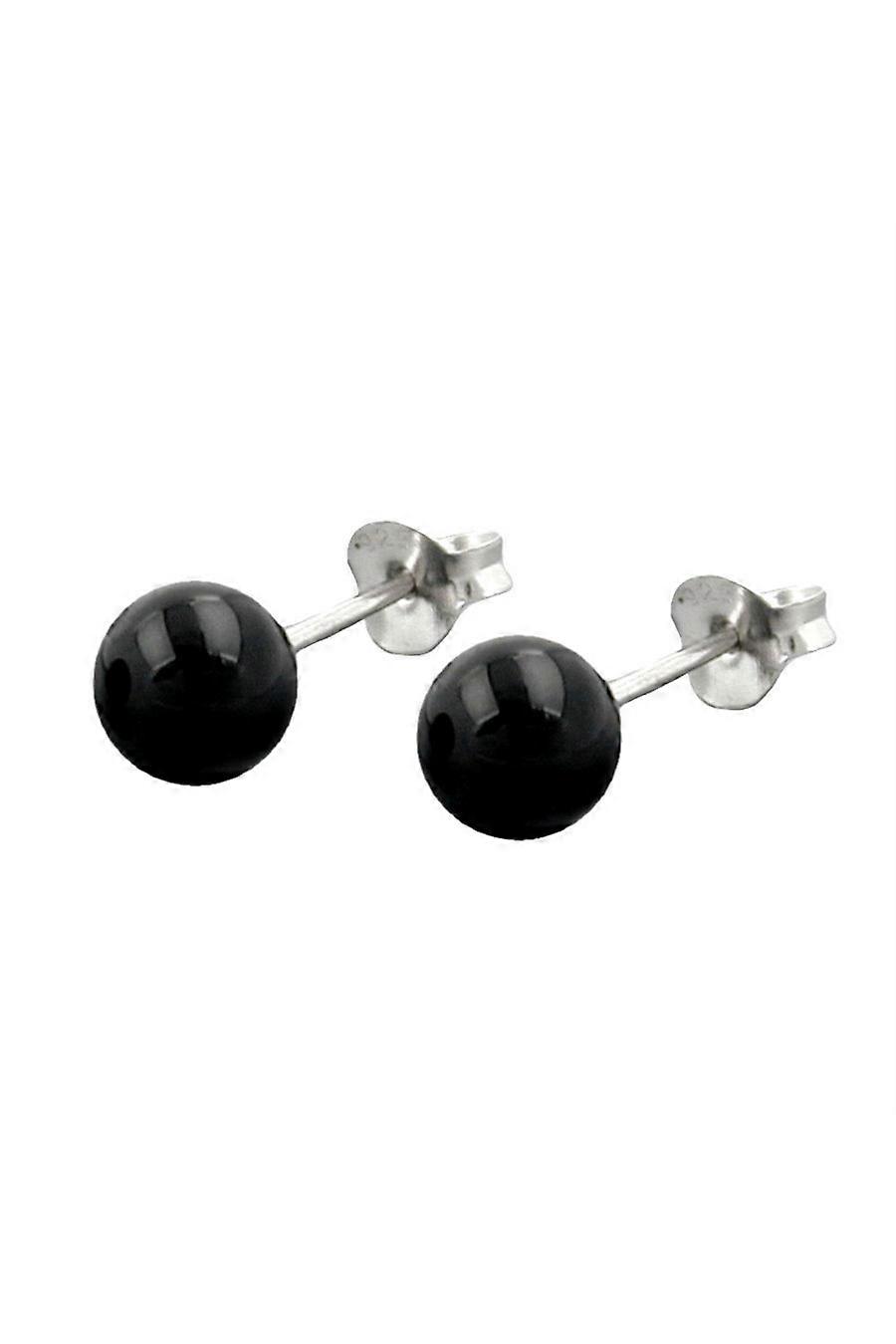 Stud Earrings 6mm Onyx Pearl Silver 925 - Gl93346