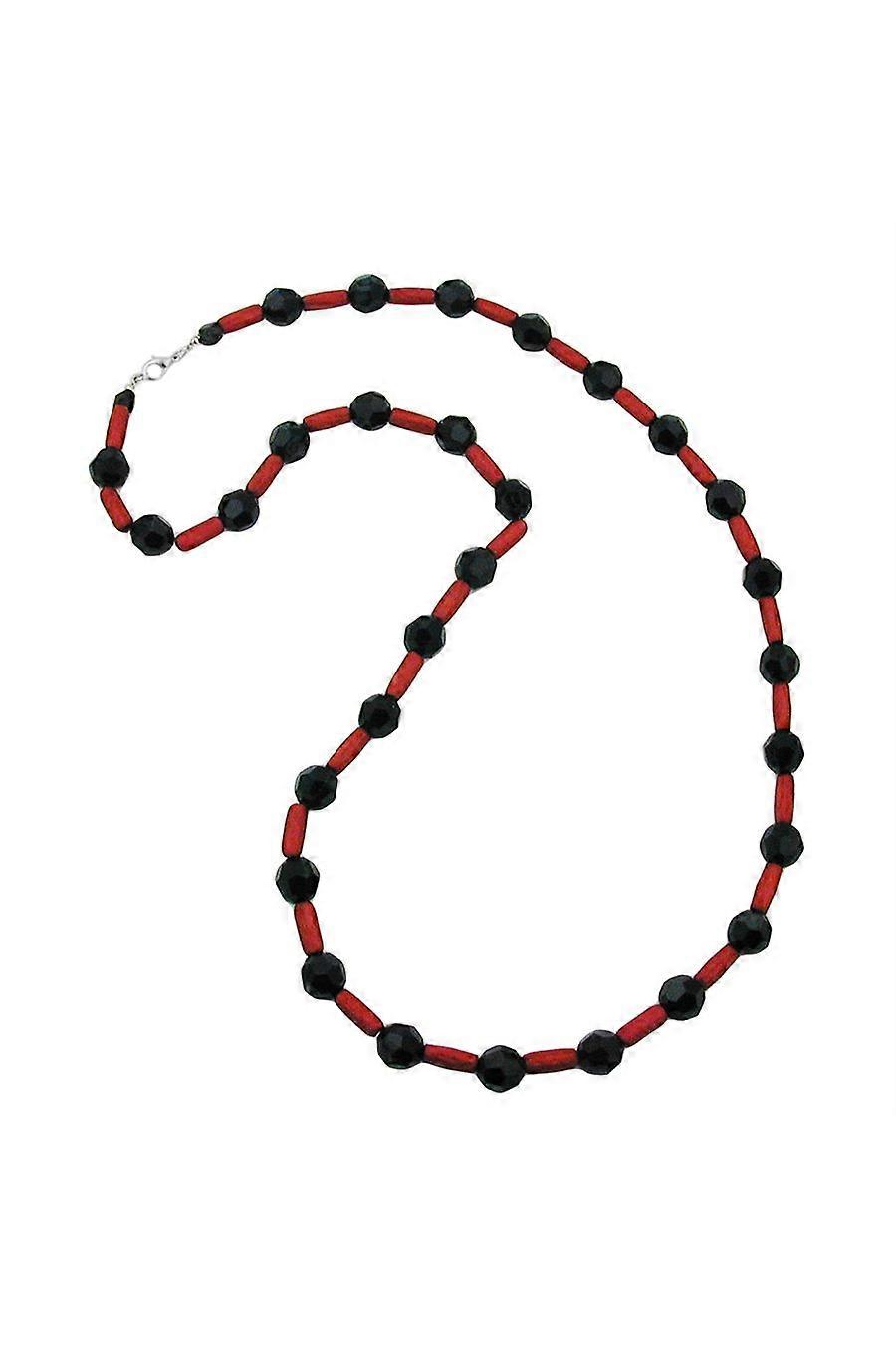 Necklace Black/ Red Metallic 80cm - Gl00005