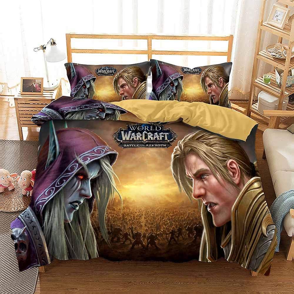 Bedding , World of Warcraft Duvet Cover Set and 2 Pillowcases , 3 Piece Soft Fluffy Bedding Set with Zipper War 06)
