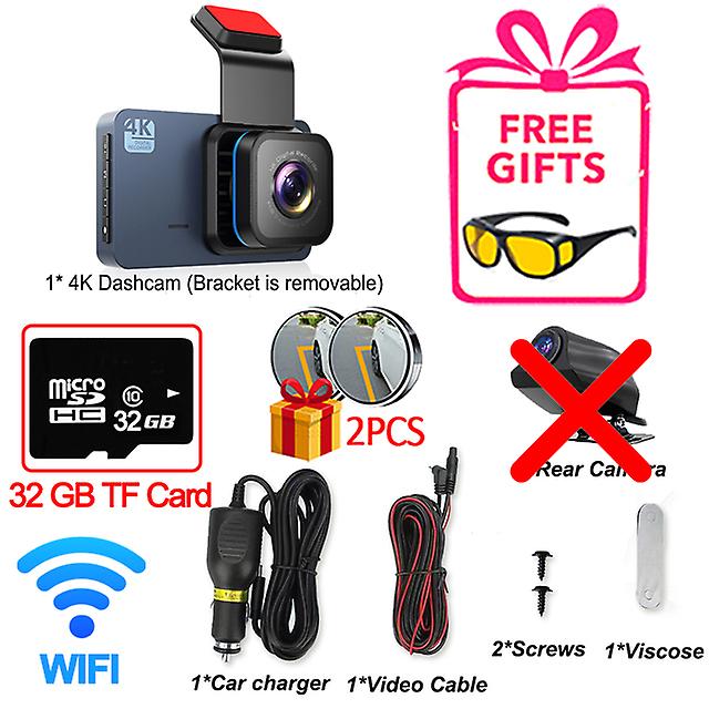 4K Dash Cam for Cars WIFI 2 Lens Car Dvr Video Recorder 3Inch Rear View Camera for Vehicle Loop Recording Car accessory