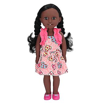 15inch American Girls Doll Simulation Dolls With Pink Skirt Black Fashion Doll For Girls[hs]