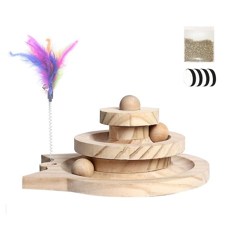 Solid Wood Turntable Cat Toys Double-layer Small Double-layer Small