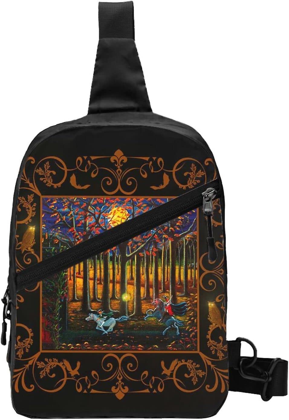AK1320 Halloween Party Sling Bag Foldable Crossbody Backpack Chest Pack για άνδρες Γυναίκες, Διευθετήσιμο Αριστεροί και Δεξιοί Ώμοι Αθλητισμός Casual