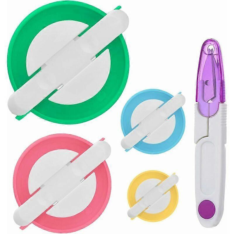 Pompom Maker - 4 Different Sizes - Pompom Making Tool - Knitting Tool with Scissors