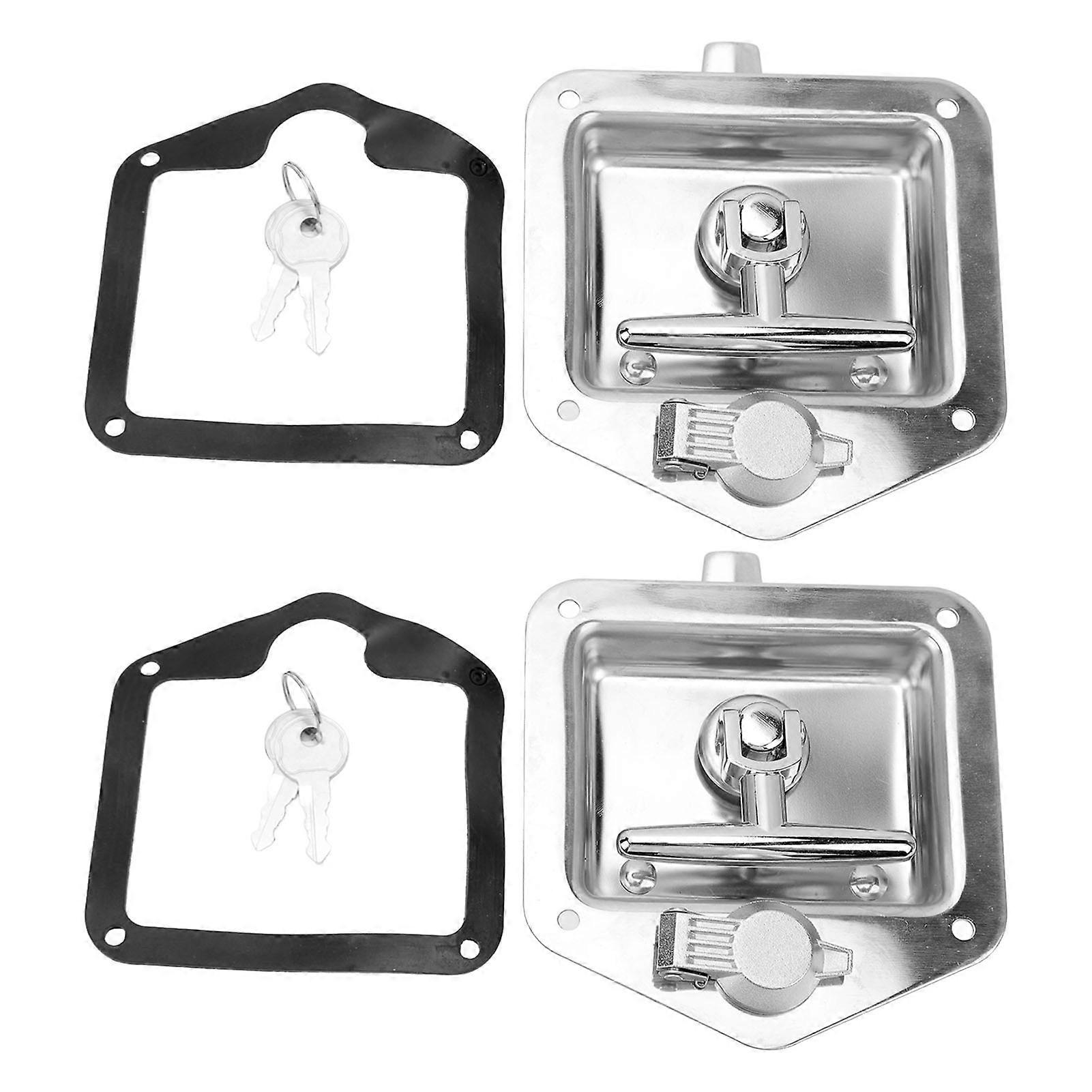 2 Pcs Truck Tool Box Latch Stainless Steel Toolbox T Handle Latch with 4 Keys for Camper RV Trailer Door Tool Box
