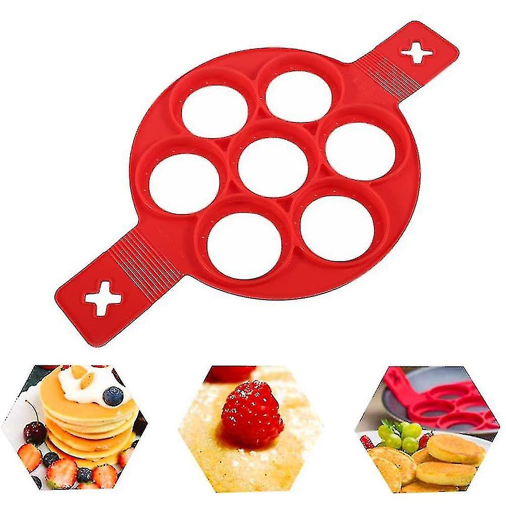 7 Holespancake Molds Ring Fried Egg Mold Reusable Silicone Non Stick Pancake Maker Egg Ring Quickly Make A Egg