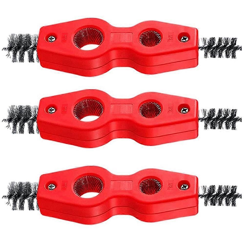 Copper Tubing Brush 4 in 1 Pipe Deburring Brush Cleaner Tool with Non-Slip Handle 3PCS DIY Industri