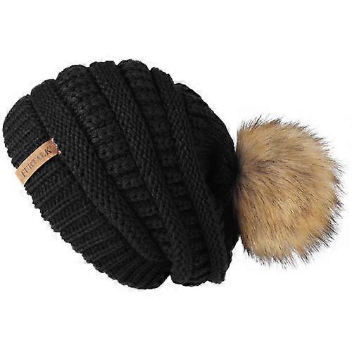 Autumn Winter Beanie Hat for Women Knitted Pompom Hat Slouchy