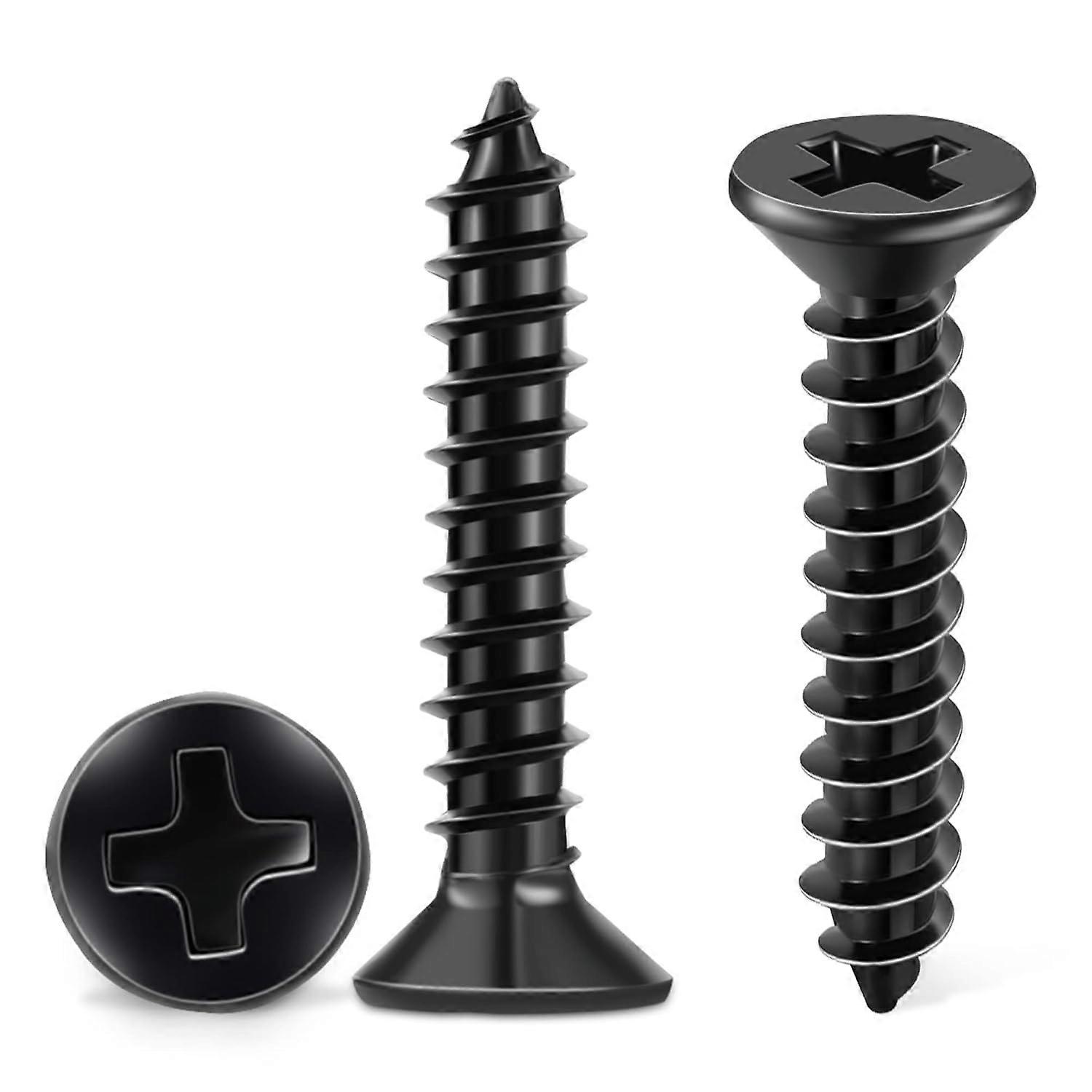 100 قطعة مسامير من الفولاذ المقاوم للصدأ 18-8 A2 Cross Downk Head PH 4 × 20 مم مسامير سوداء ذاتية التنصت ، برغي خشب أكسيد أسود غير قابل للصدأ DIY M4