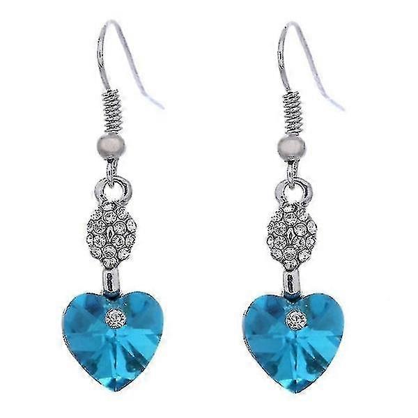 Heart-Shaped Blue Dangle Earrings
