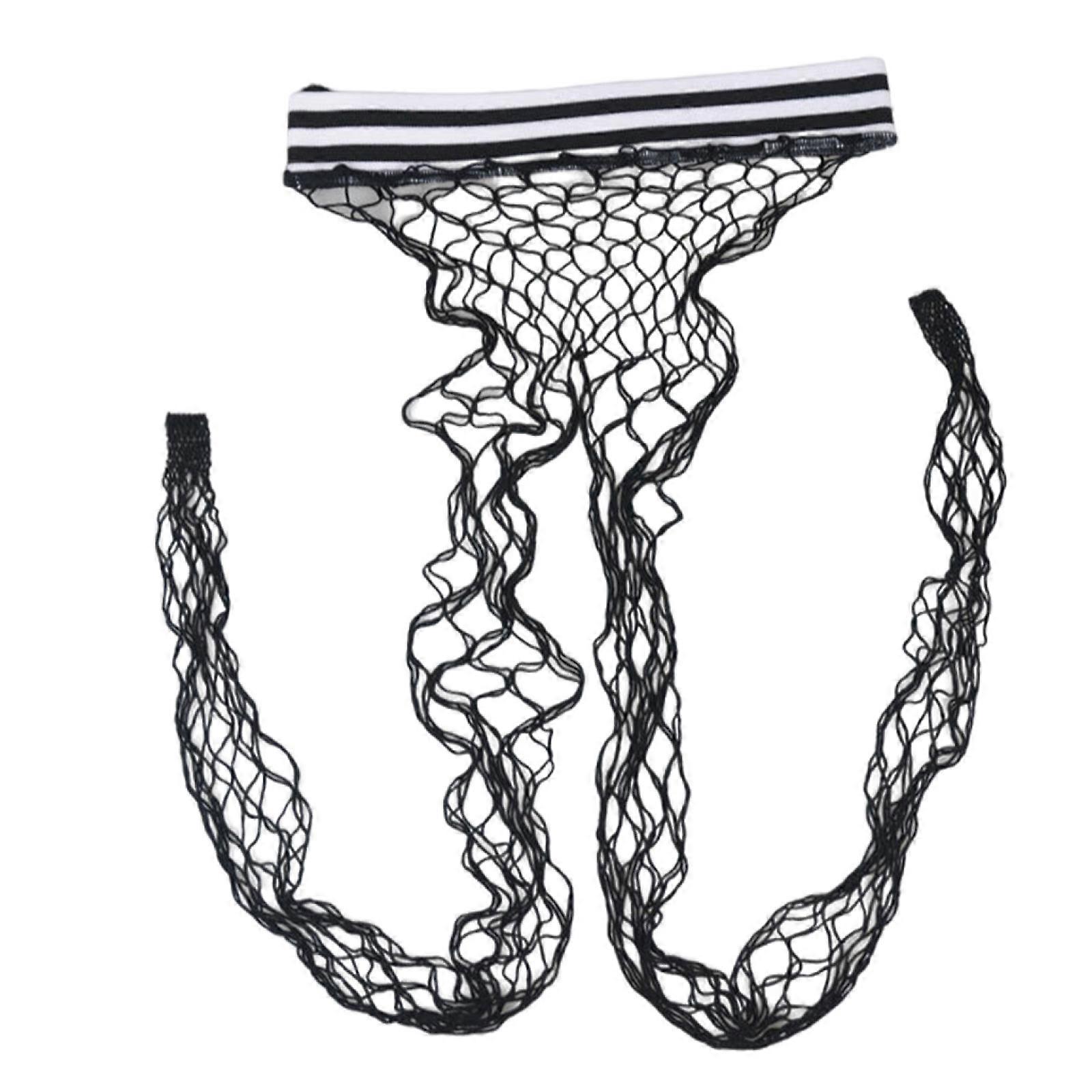 Damen Gestreifte elastische Netzstrumpfhose mit hoher Taille Groß für Cross-Mesh-Höschen