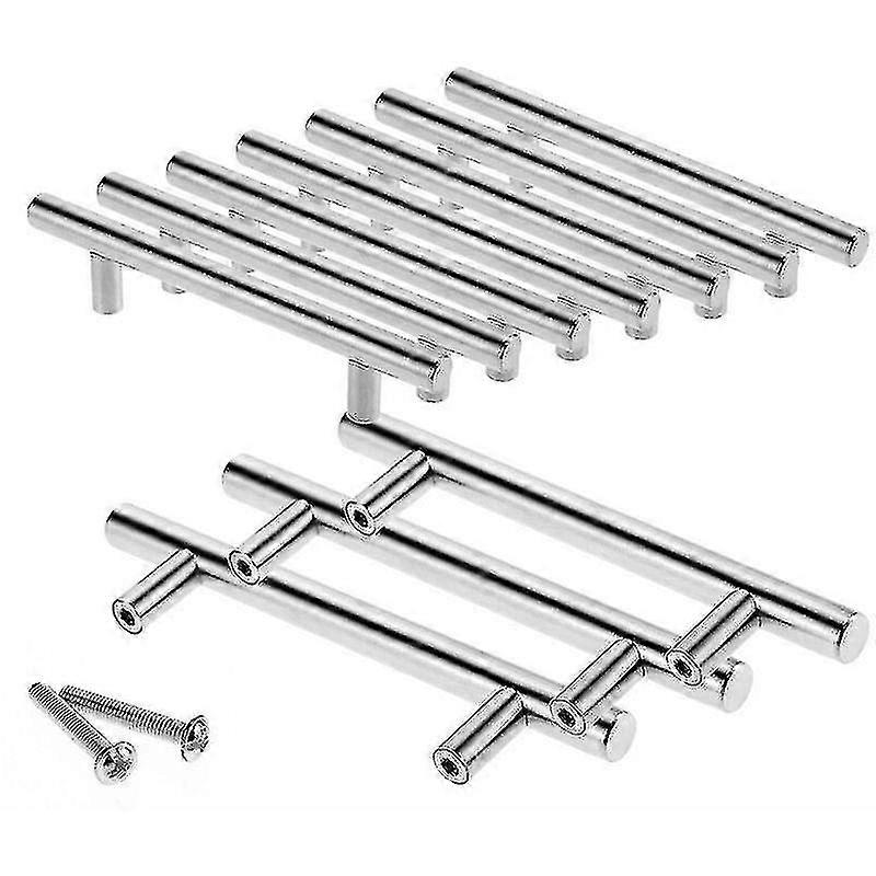 Kryc-10x 192mm Stainless Steel T Bar Kitchen Handles, 12mm Cabinet Door Bar Handle With Screws