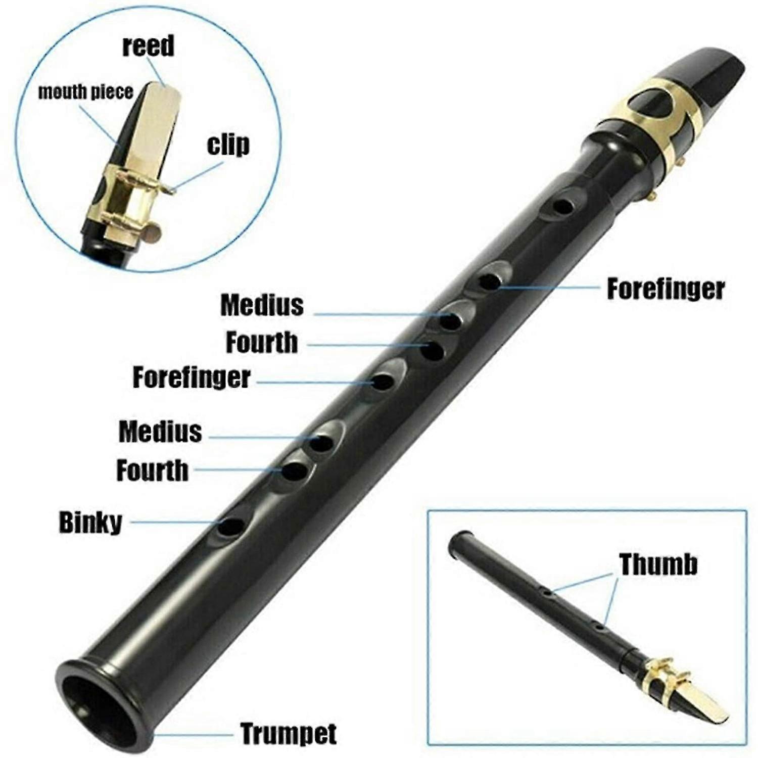 1pc Portable Mini Pocket Saxophone Little Sax Alto Pocket Saxophone-black