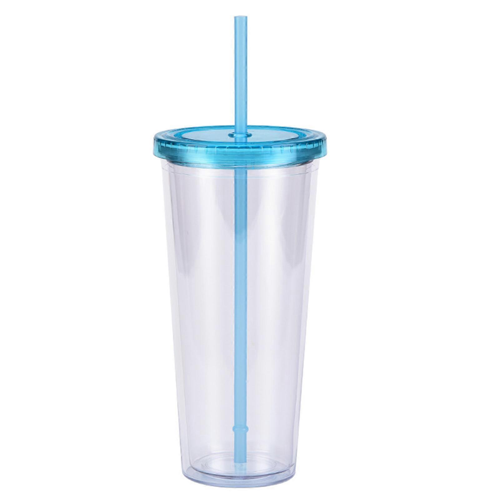 Double Wall Plastic Tumblers with Lids Straws with Straws Portable Large Capacity Drinking Bottles for Office School