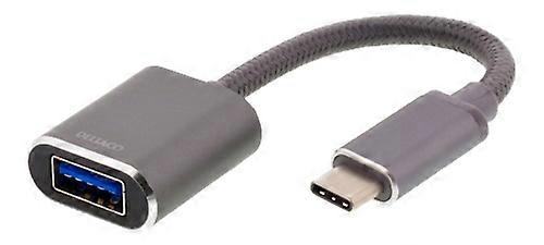 Deltaco OTG Adapter, USB-C auf USB-A - Grau