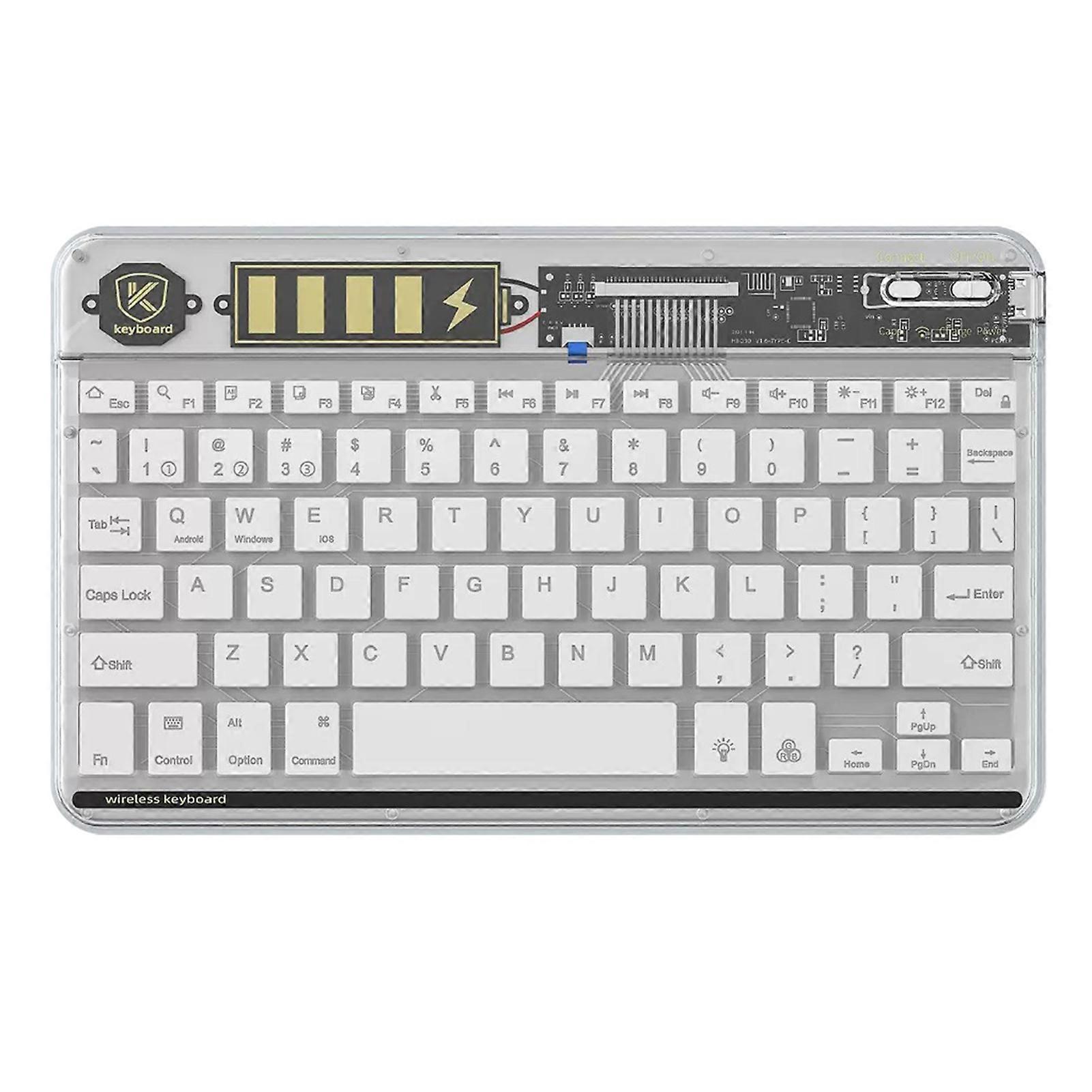 10 inch Transparent Backlit Wireless Keyboard Quiet Waterproof PC Keyboards for PC Laptops Tablets
