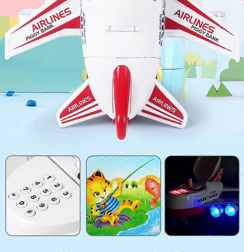 Kids Money Bank Smart Electronic Plane Shape Piggy Banks with Fingerprint Lock Coin Saving Box
