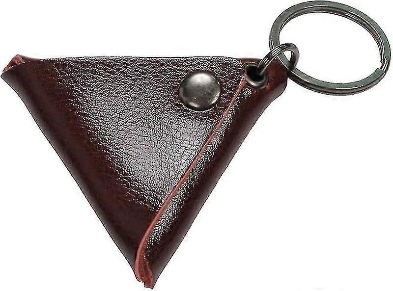Triangle Leather Guitar Pick Holder Bag with Keyring