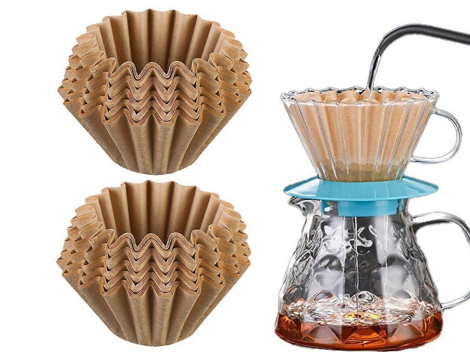 100 Sheets Disposable Basket Coffee Filters Paper for Drip Coffee Maker - Brown