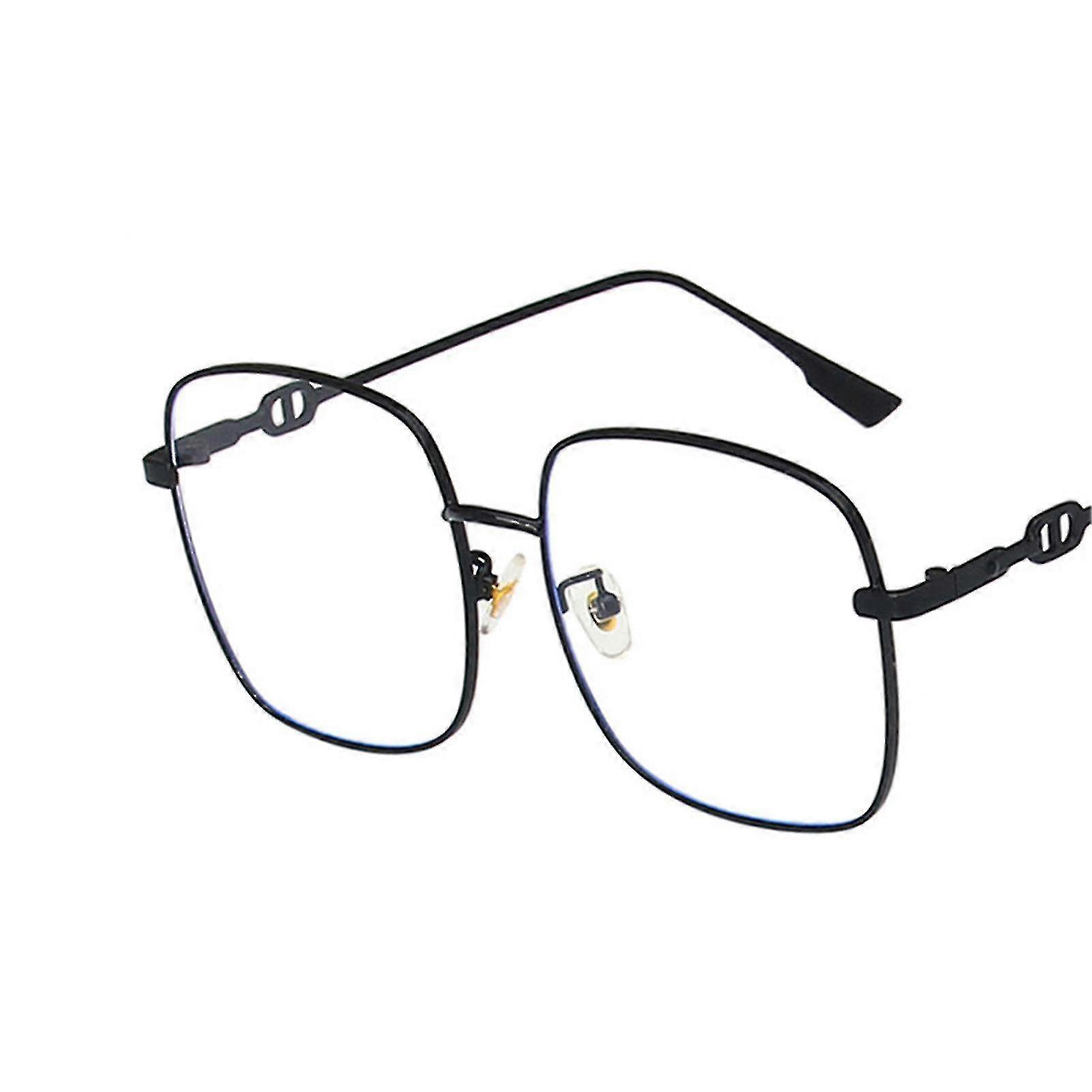 Women's Computer Glasses Large Square Metal Rim Blue Light Blocking Eyeglass