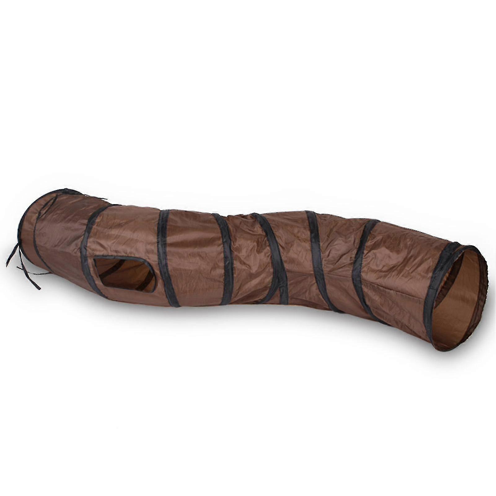 S Shape Pet Cat Tunnel Funny Kitten Tube Collapsible Interactive Training Toy(color:brown)