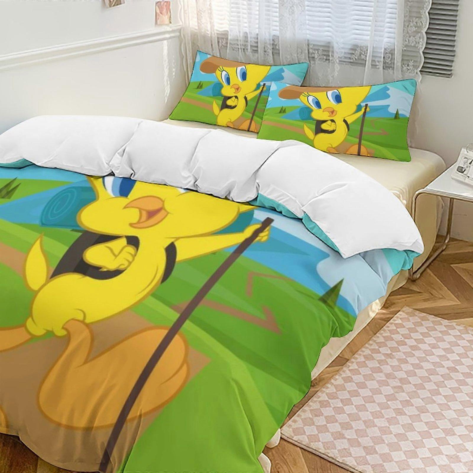 c514 TweetyBird 2 Capa de Edredom de Cama Conjuntos de Cama de Microfibra Conjuntos de Edredom Leve de 3 Peças, 1 Capa de Edredom e 2 Fronhas para Crianças ee514