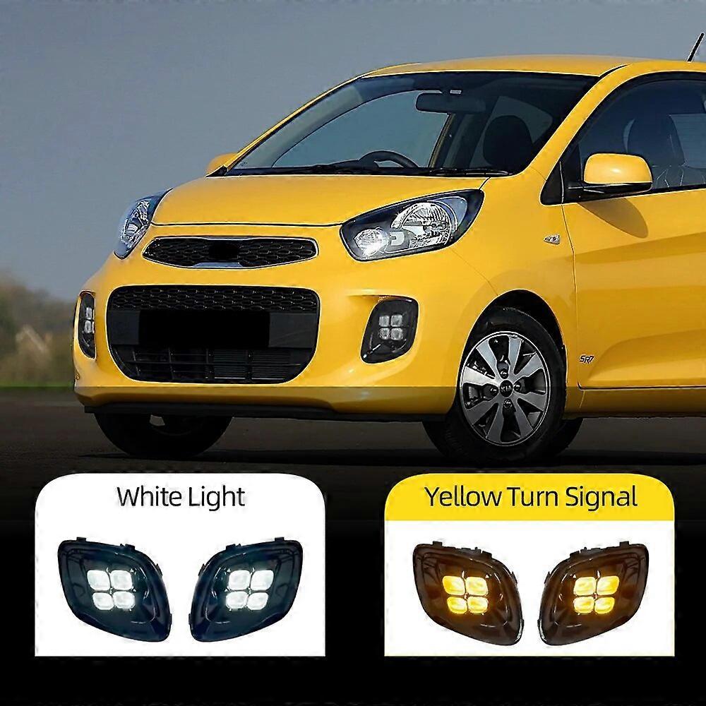 CSCSNL 1 Pair For Kia Picanto 2015 2016 LED Fog Lights DRL LED Daytime Running Light Front Bumper turn signal Lamp Assembly