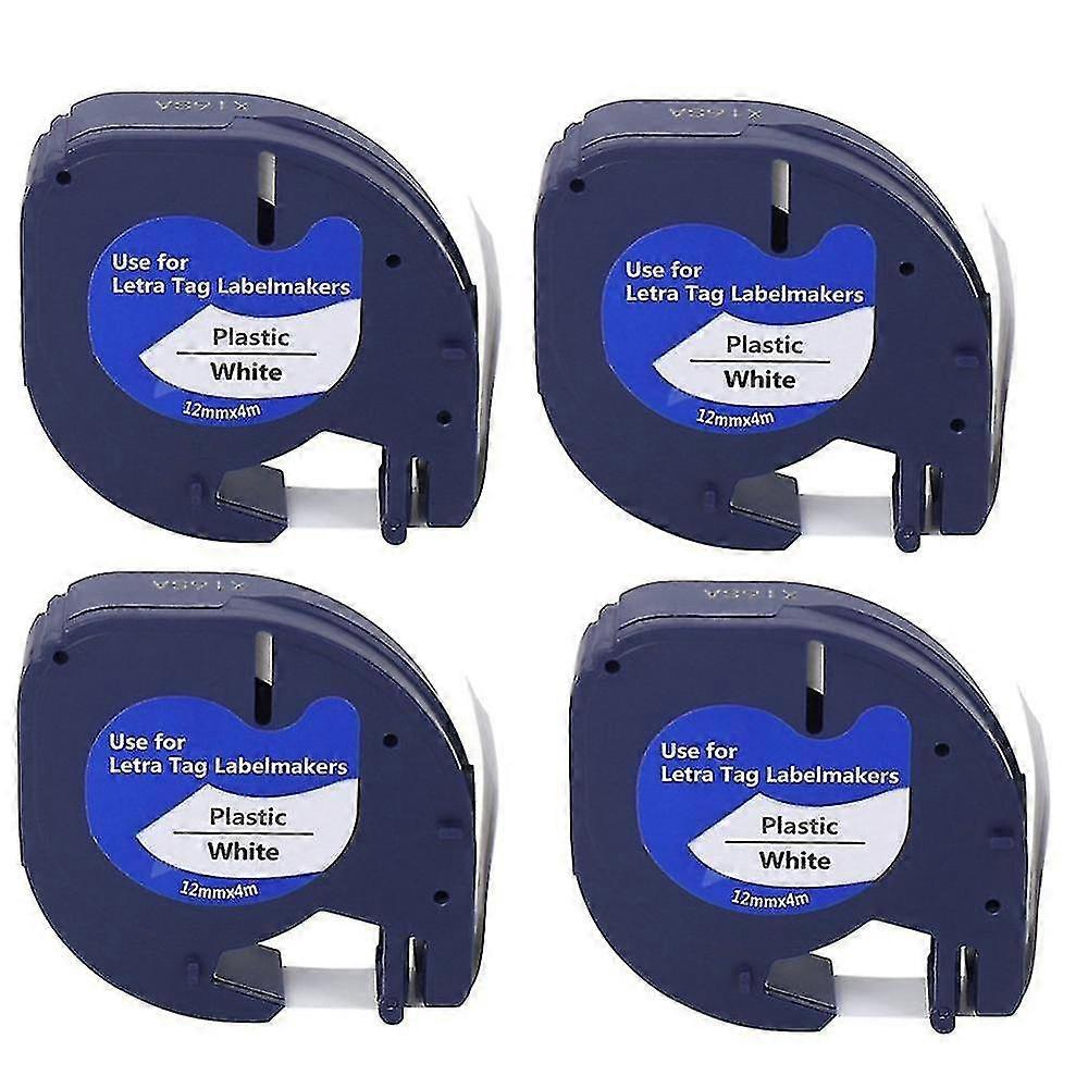 4 Pack Label Tape Replacement For Letratag Black On White Plastic Label Tape For Letratag Label Mak