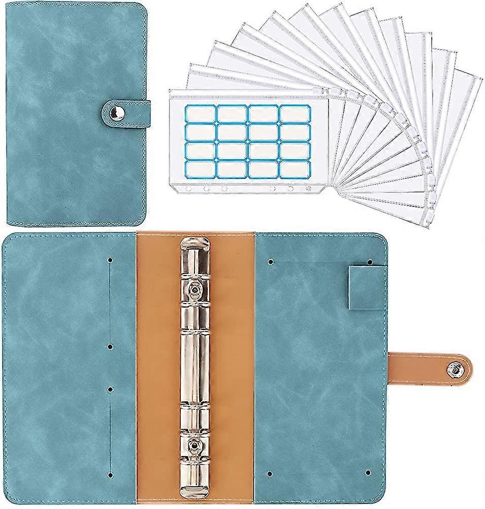 A6 Pu Leather, Multifunctional Document Folder With 12 Clear Zipper Pockets