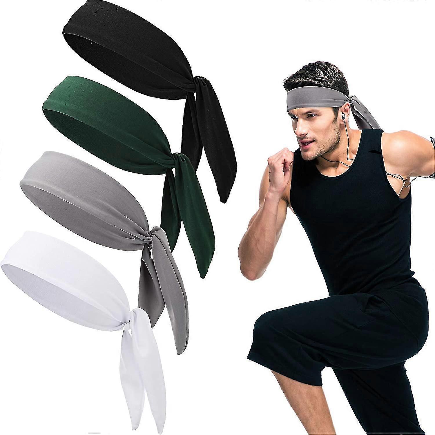4 κομμάτια τένις γραβάτα Headband Head Tie Tennis Bandana ελαστικό αθλητικό Sweatband Stretchy Headbands Ρυθμιζόμενο αντιολισθητικό στήριγμα κεφαλής για τις γυναίκες Άνδρες που τρέχουν στο