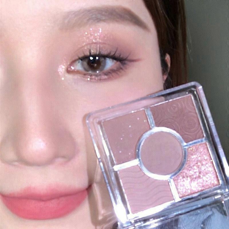 5 Colors Pearlescent Pure Eye Shadow Palette Matte Shiny Earth Color Waterproof Lasting