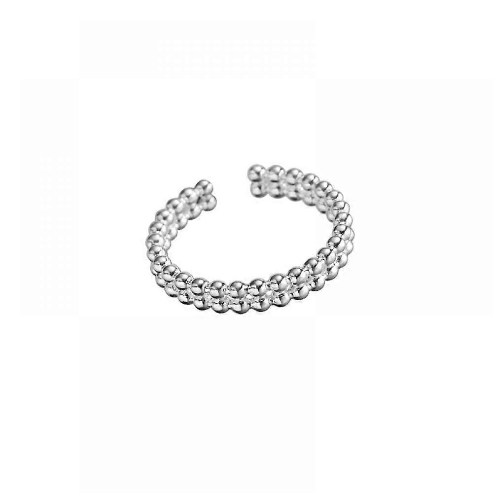 Double layer ball bead ring, S925 sterling silver simple open ring, niche style ring