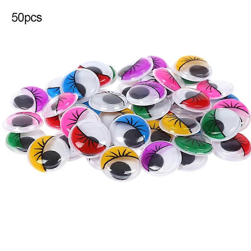 50Pcs Adhesive Wiggly Googly Eyes with Eyelash DIY Craft Accessory Mixed Color KAESI
