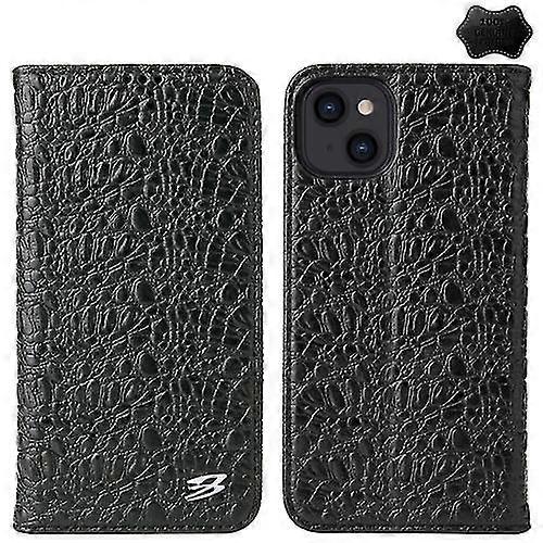 متوافق مع Iphone 15 Fierre Shann Crocodile Texture المغناطيسي جلد طبيعي جراب الهاتف المحمول