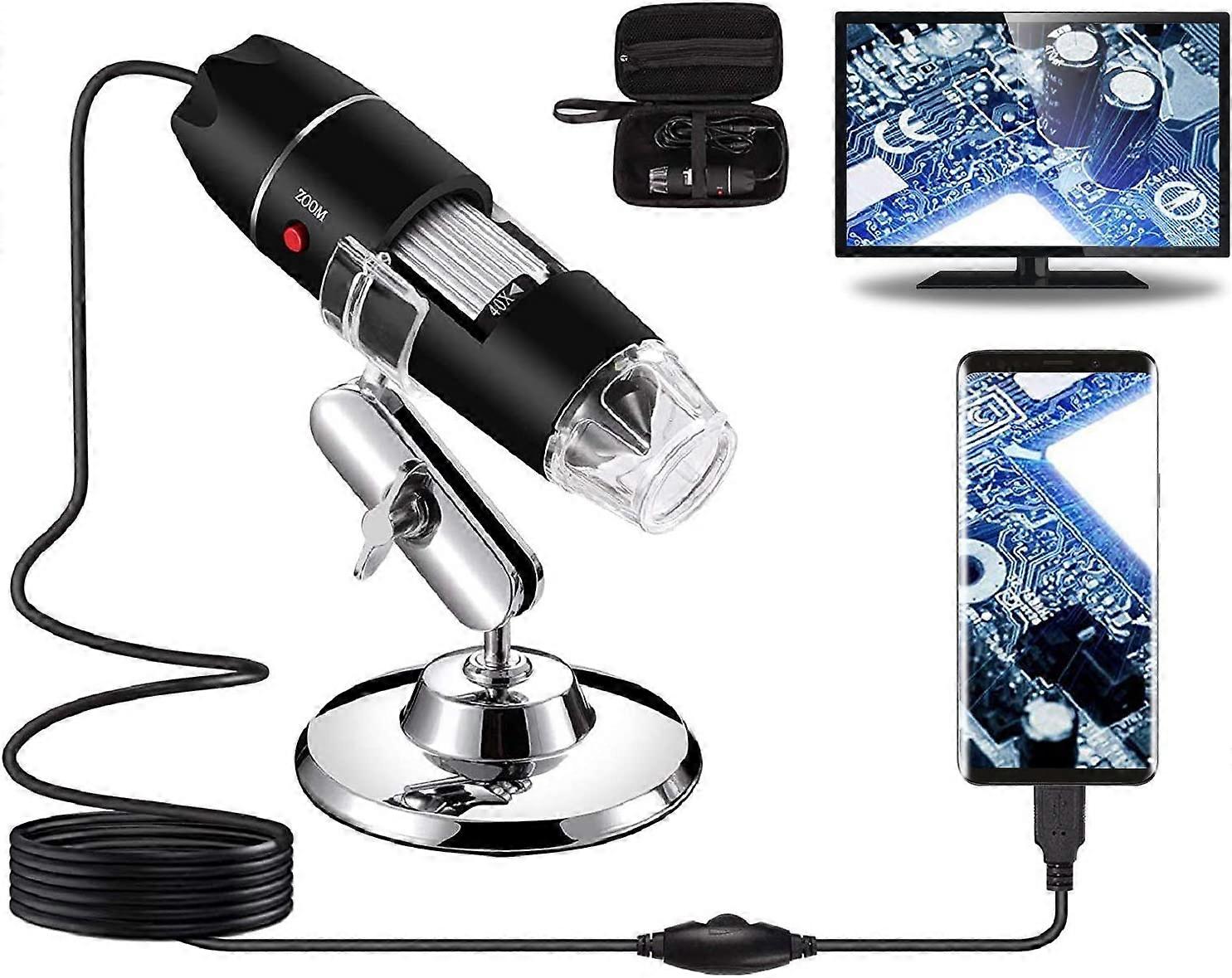 USB Digital Microscope, Handheld 40X-1000X Magnification Endoscope, 8 LED Mini Video Camera for Windows 7/8/10 Mac Linux Android