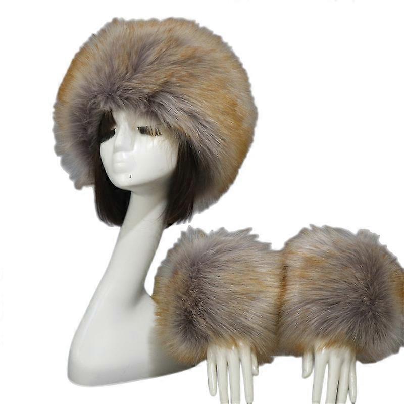 2 قطعة قبعة الفراء فو والأصفاد المعصم رقيق اليد الساق تدفئة معصمه الكاحل الكفة زي الملحقات