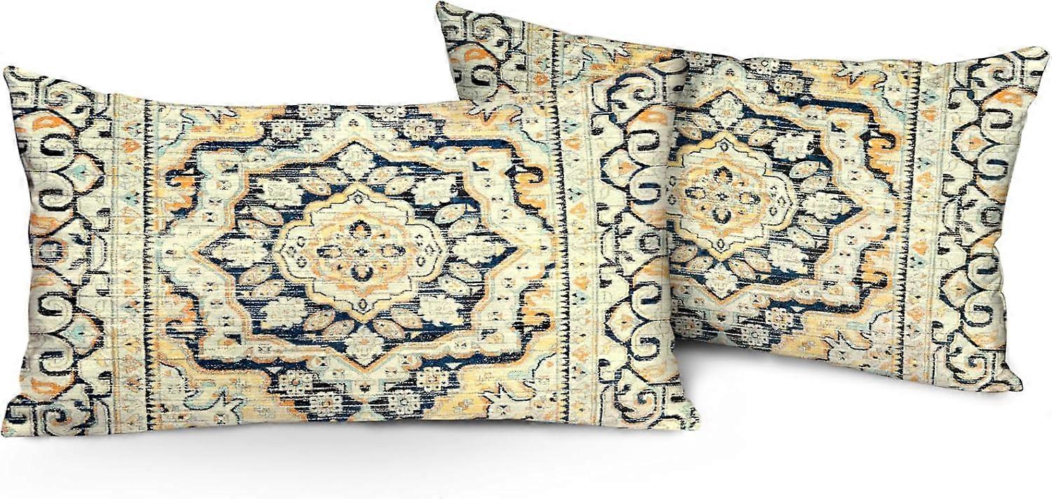 Modrá fialová boho hodiť obliečky na vankúše Súprava 2 12 "x20" Monaco koberec koberec Obojstranný vzor Bavlnená mäkká obliečka na vankúš Poťah na vankúš Obliečka na vankúš pre Gard