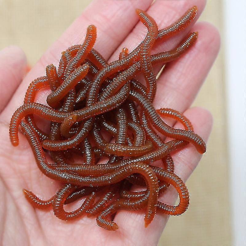 100 Packungen 8cm0.4g Roter Wurm Regenwurm Falsche Köder, Fischgeruch Weiche Köder, Maden